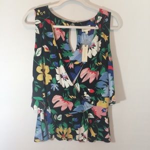 Anthropologie Deletta Floral Layered Tank Top Sz M